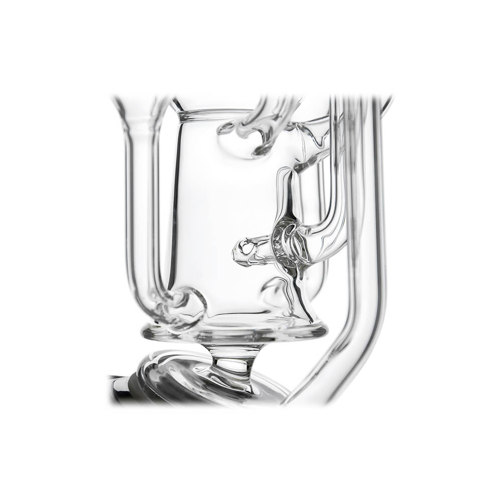 Calibear Dual Chamber Recycler Glass Attachment for Puffco Peak OG and Pro with dual side chambers and clear borosilicate glass