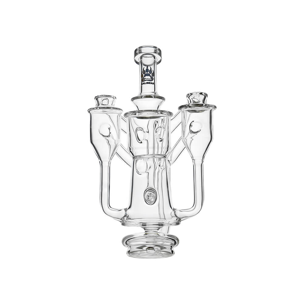 Calibear Dual Chamber Recycler Glass Attachment for Puffco Peak OG and Pro with dual side chambers and clear borosilicate glass