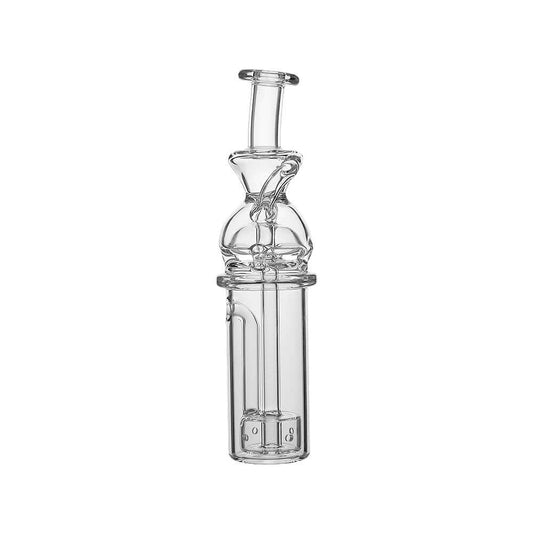 Calibear Fab Recycler glass attachment for Dr. Dabber Switch 2 featuring a clear Faberge-style body and integrated water recycling arm.
