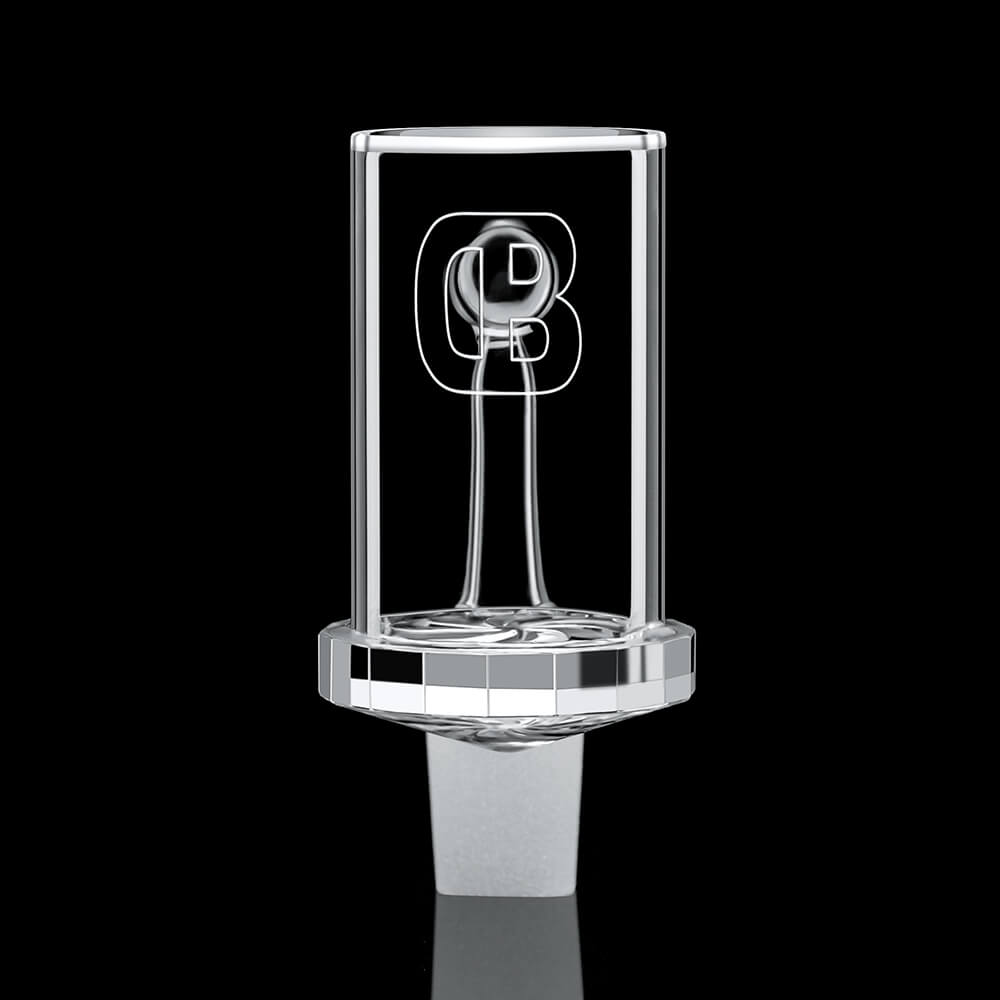 Facet Diamond Blender Quartz Banger with faceted bottom and spiral airflow intake for dabbing.