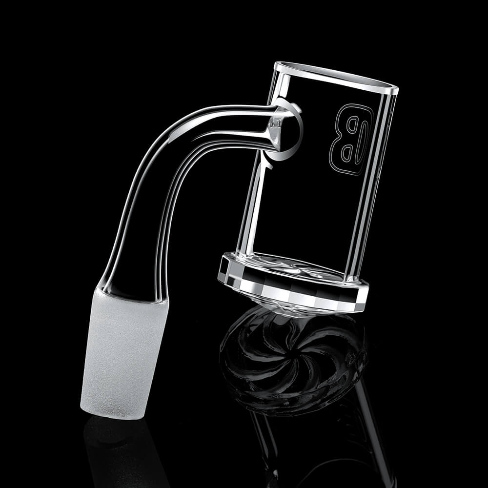 Facet Diamond Blender Quartz Banger with faceted bottom and spiral airflow intake for dabbing.