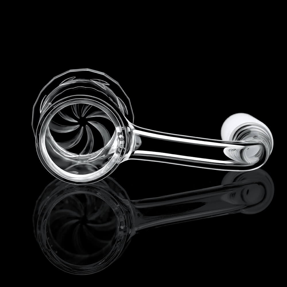 Facet Diamond Blender Quartz Banger with faceted bottom and spiral airflow intake for dabbing.