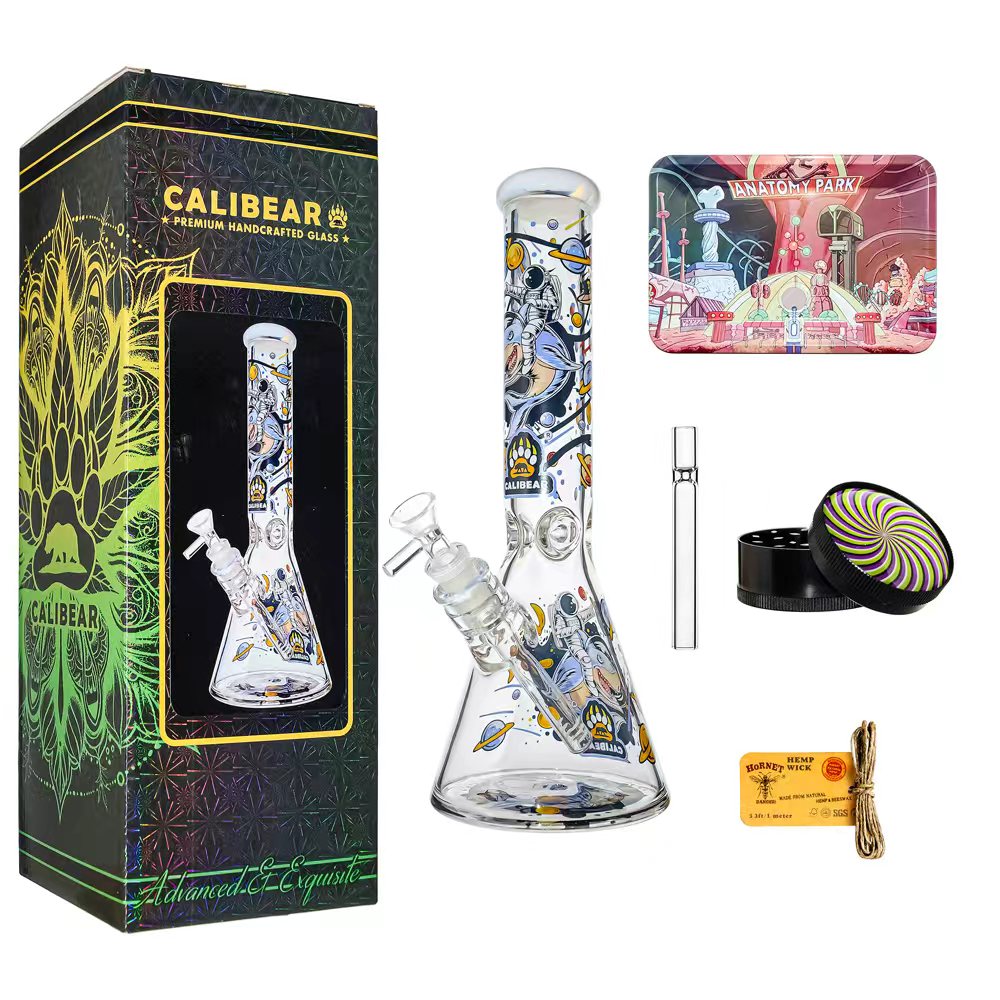 ILLUSTRATED BEAKER WATER PIPE SERIES-Premium borosilicate glass water pipe, bong from Calibear Glass. Ideal for dabbing, providing smooth hits and durability. Shop high-quality dab rigs, water pipes, bongs, erig glasses and glass smoking accessories at Calibear Glass. Elevate your smoking experience with a durable and stylish glass dab rig. Free shipping on all orders.