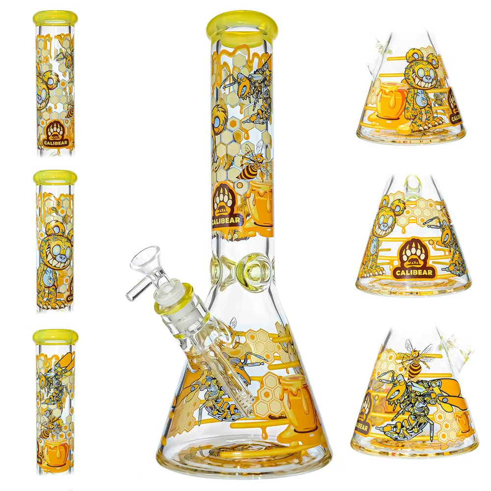 ILLUSTRATED BEAKER WATER PIPE SERIES-Premium borosilicate glass water pipe, bong from Calibear Glass. Ideal for dabbing, providing smooth hits and durability. Shop high-quality dab rigs, water pipes, bongs, erig glasses and glass smoking accessories at Calibear Glass. Elevate your smoking experience with a durable and stylish glass dab rig. Free shipping on all orders.