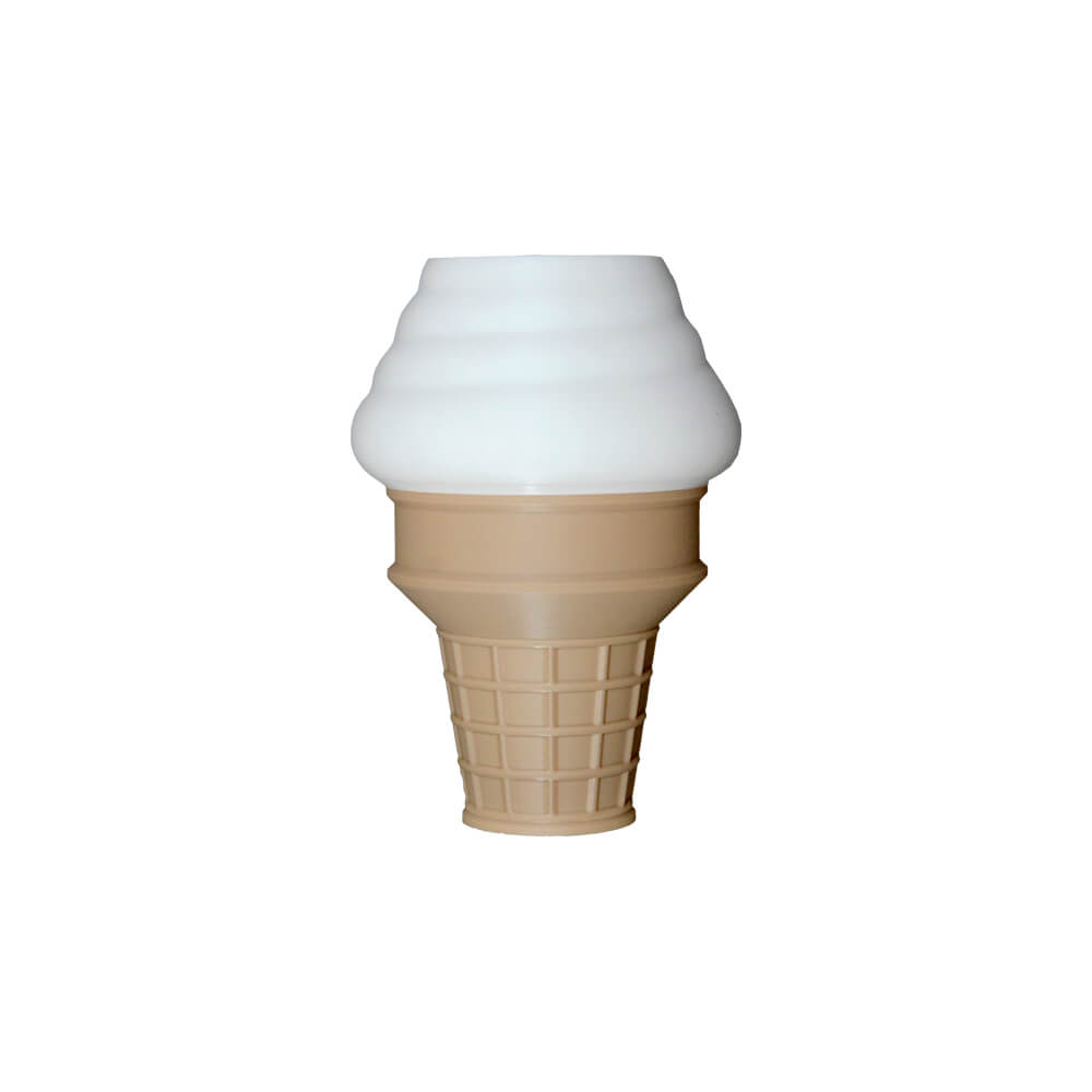 Calibear Ice Cream Core Stand (White & Tan) with soft-serve cone design for Puffco Proxy Core, shown from one angles