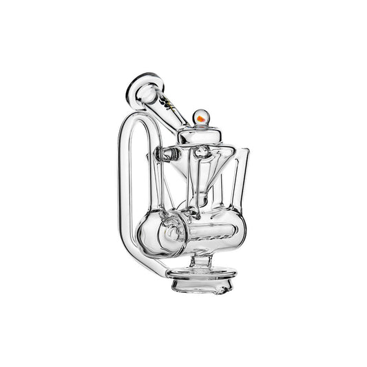 Inliner Recycler Glass Attachment W/ Opal (Clear) for Focus V Carta | Calibear, full angled view showing inliner perc, recycler chamber and encased opal detail