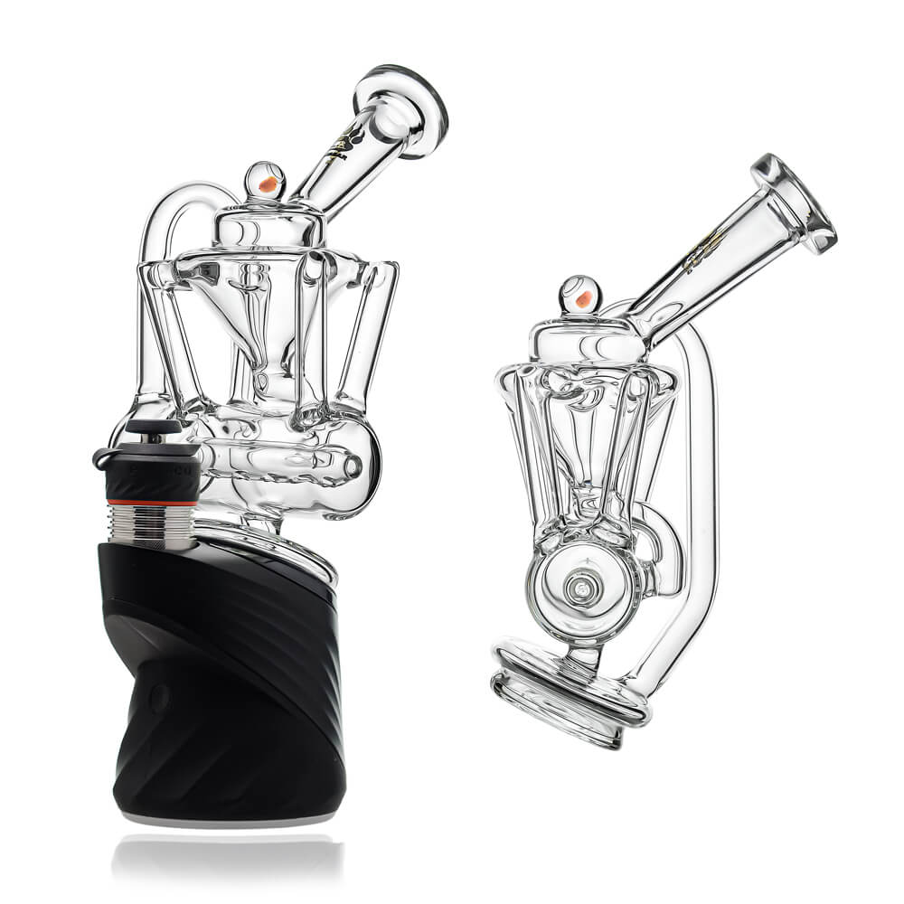 Calibear Inliner Recycler Puffco Peak Glass Attachment with Opal handcrafted wigwag borosilicate glass top for Puffco Peak