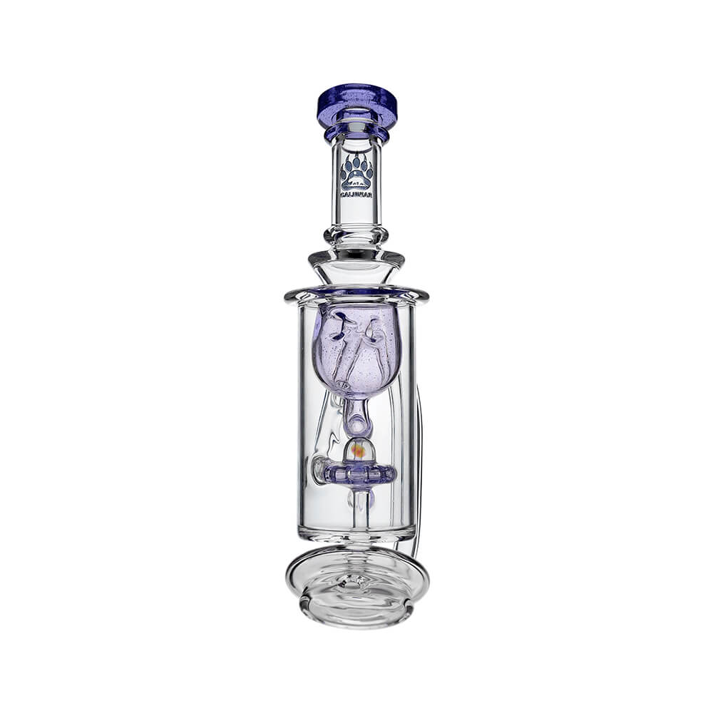 Klein Recycler Glass Attachment W/ Opal (Purple) for Puffco Peak OG & Pro by Calibear, standalone glass top with Klein recycler and opal accent