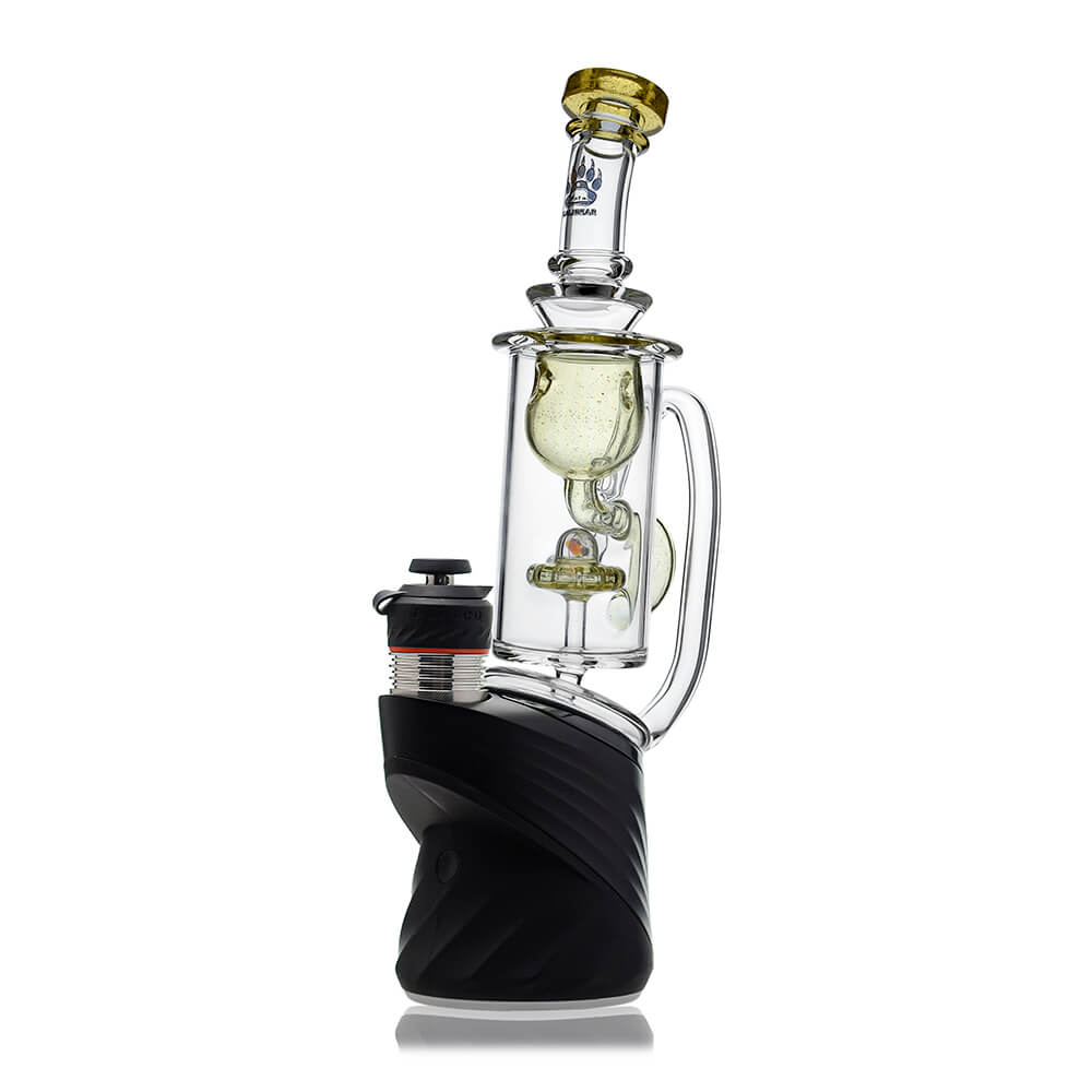 Calibear Klein Recycler Glass Attachment W/ Opal for Puffco Peak OG and Pro, clear borosilicate recycler glass top with opal accent, available in multiple colors