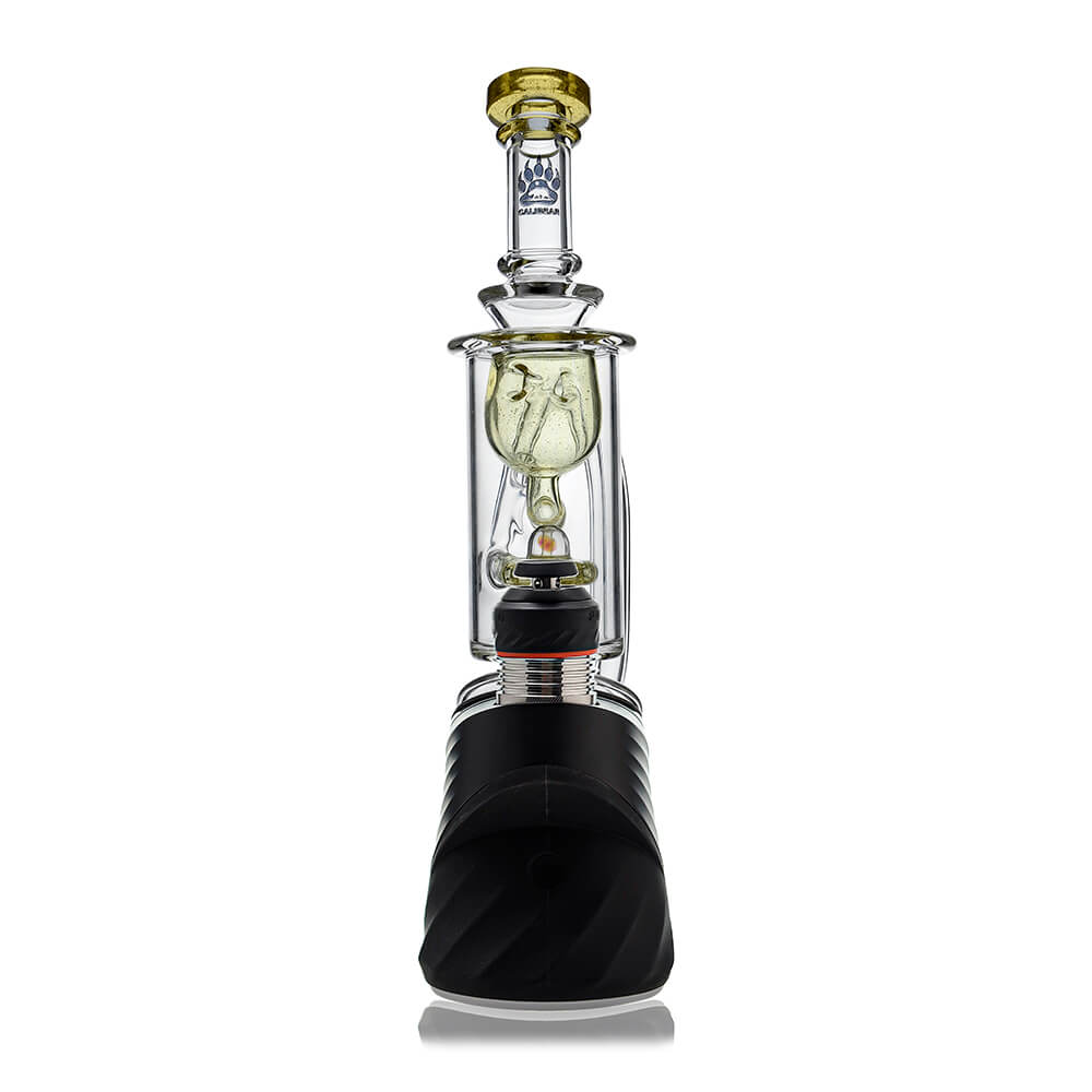 Calibear Klein Recycler Glass Attachment W/ Opal for Puffco Peak OG and Pro, clear borosilicate recycler glass top with opal accent, available in multiple colors