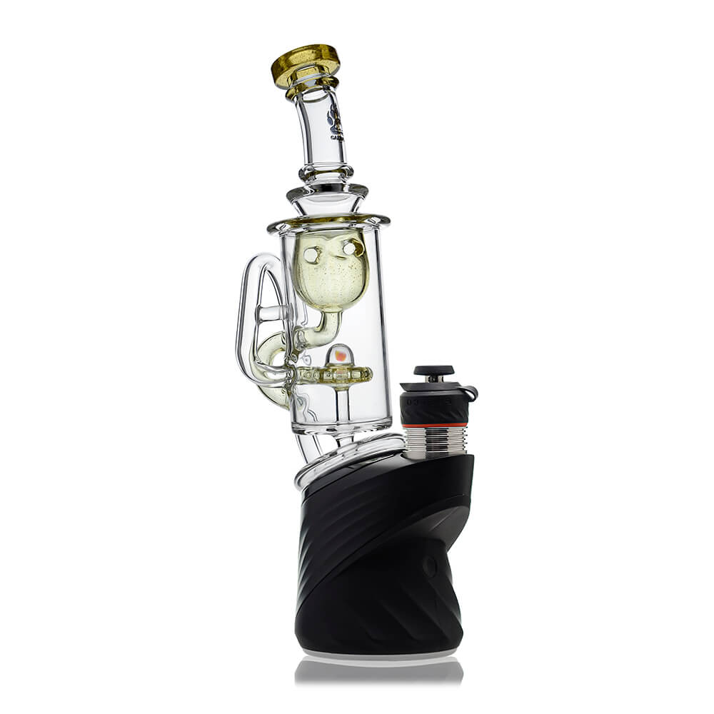 Calibear Klein Recycler Glass Attachment W/ Opal for Puffco Peak OG and Pro, clear borosilicate recycler glass top with opal accent, available in multiple colors