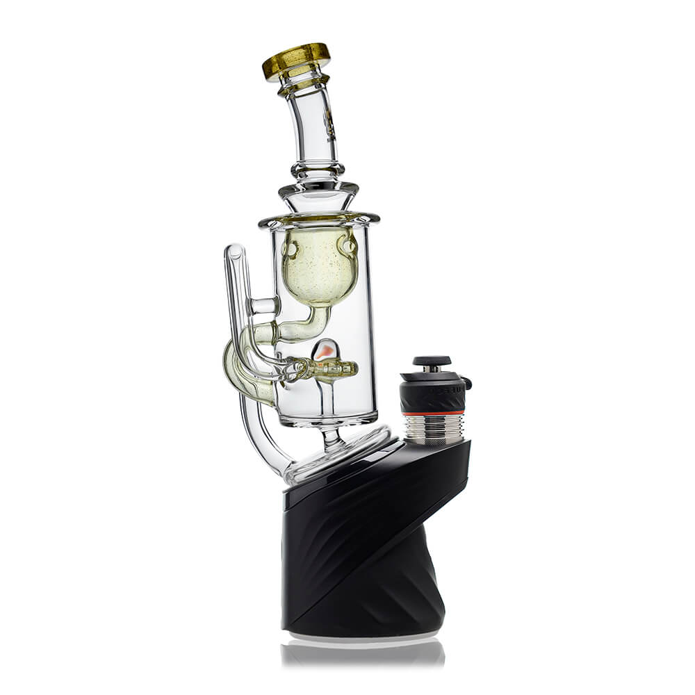 Calibear Klein Recycler Glass Attachment W/ Opal for Puffco Peak OG and Pro, clear borosilicate recycler glass top with opal accent, available in multiple colors