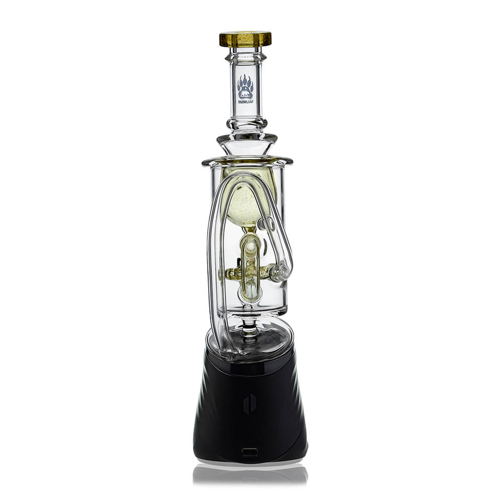 Calibear Klein Recycler Glass Attachment W/ Opal for Puffco Peak OG and Pro, clear borosilicate recycler glass top with opal accent, available in multiple colors