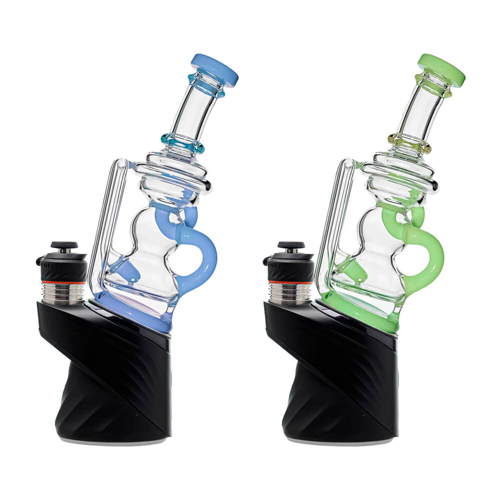 CaliBear Mini Recycler Glass Attachment for Puffco Peak and Peak Pro in Blue and Green