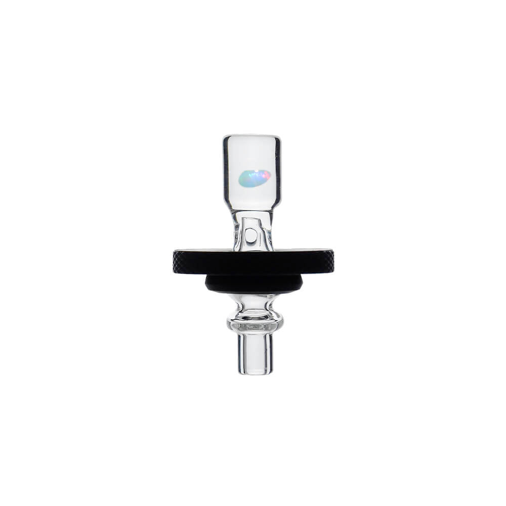 Opal Pillar Joystick Carb Cap (Clear) for Dr. Dabber Switch 2 | Calibear, glass joystick carb cap with pillar-style top, encased opal detail and directional airflow design