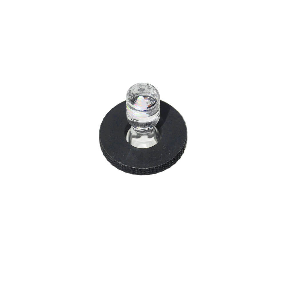 Opal Pillar Joystick Carb Cap (Clear) for Dr. Dabber Switch 2 | Calibear, glass joystick carb cap with pillar-style top, encased opal detail and directional airflow design