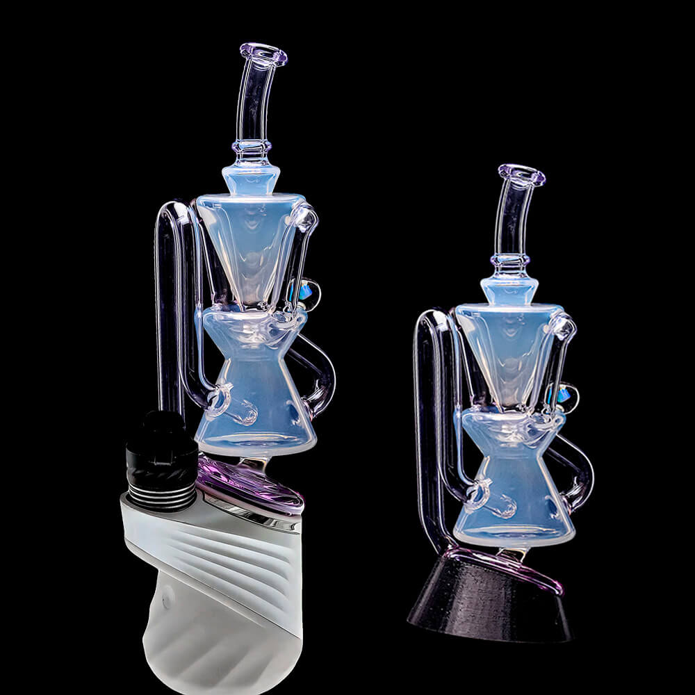 Calibear Opal White Klein Recycler with Tornado Airflow for Puffco Peak & Pro premium borosilicate glass top