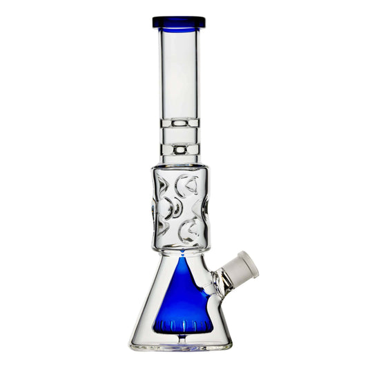 PREMIUM COLOR-ACCENTED BEAKER RIG WITH DEEP SANDBLASTED LUNAR DESIGN Water Pipe Calibear  