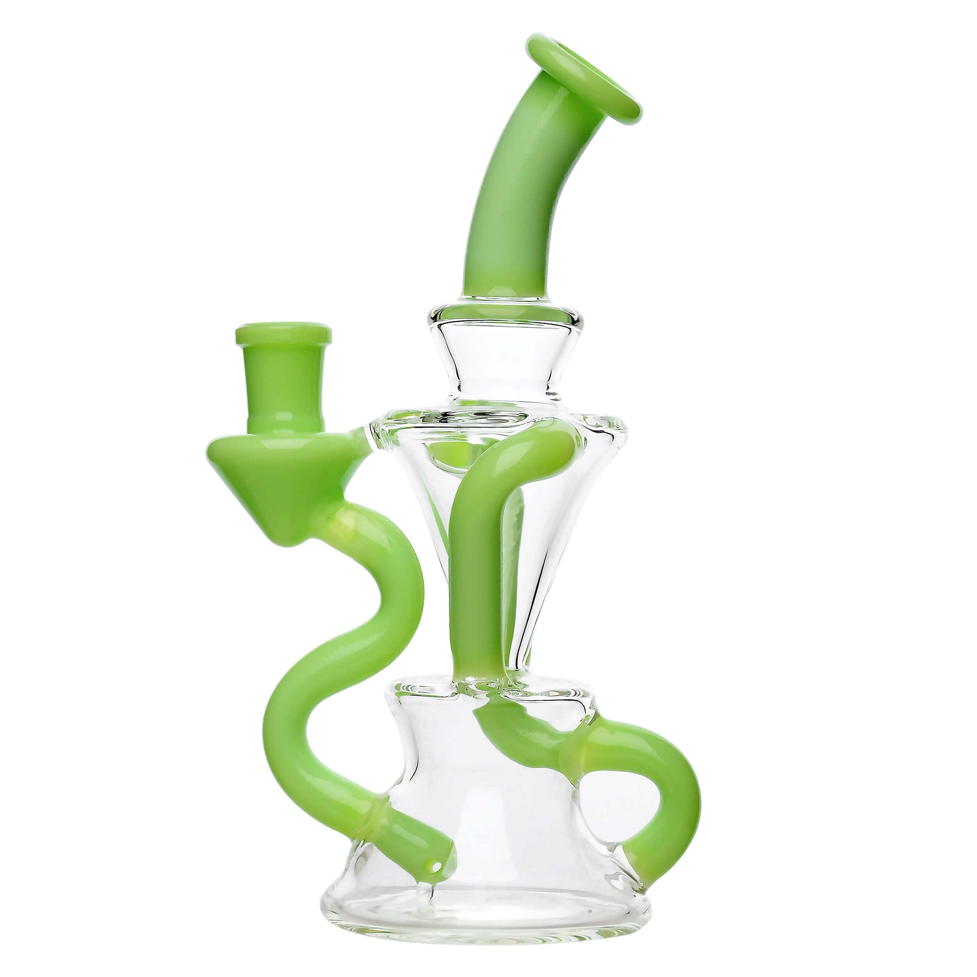 PREMIUM TWISTED RECYCLER RIG WITH COLOR-ACCENTED TUBES DAB RIG Calibear  