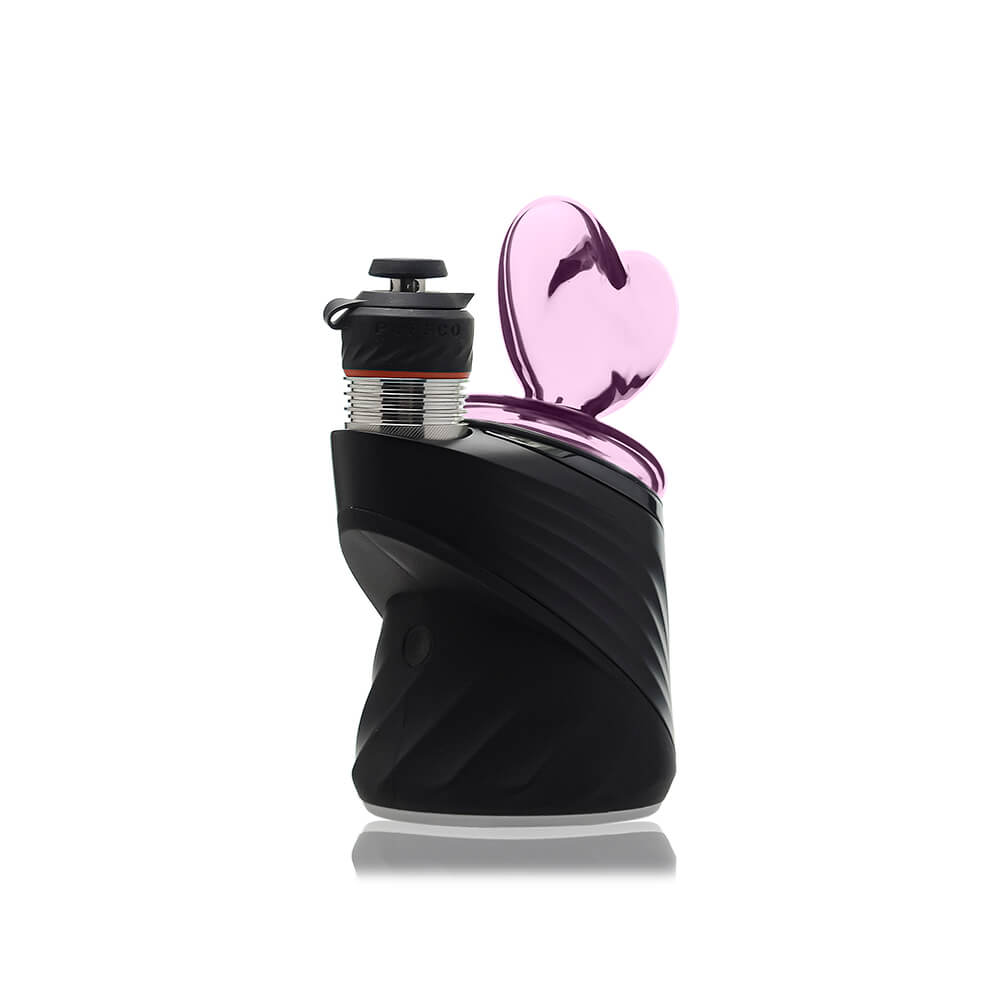 Calibear Pink Heart Dry Glass Attachment for Puffco Peak and Peak Pro smart rigs.