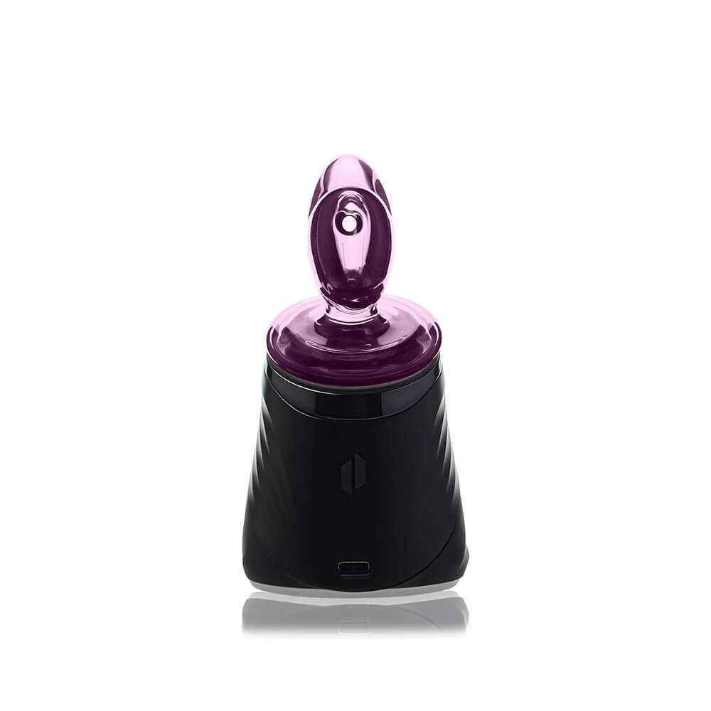 Calibear Pink Heart Dry Glass Attachment for Puffco Peak and Peak Pro smart rigs.