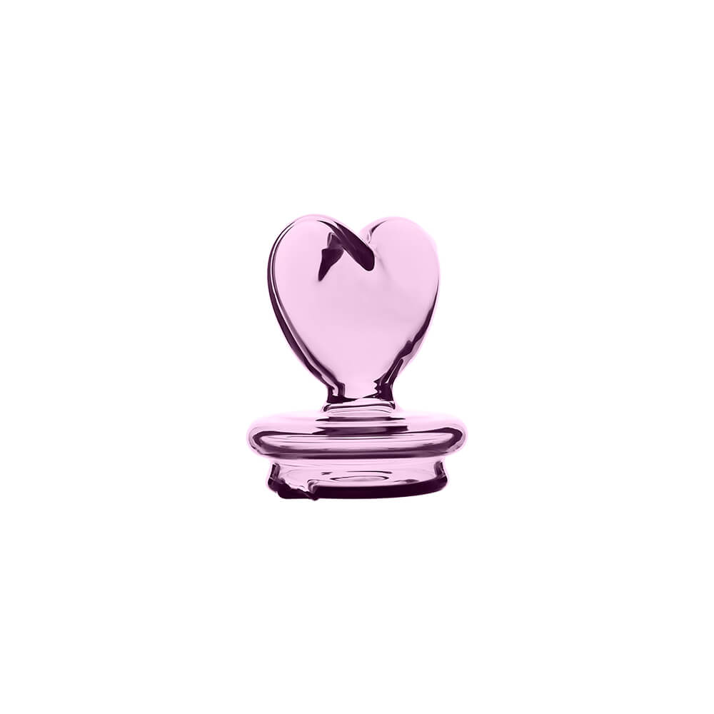 Calibear Pink Heart Dry Glass Attachment for Puffco Peak and Peak Pro smart rigs.