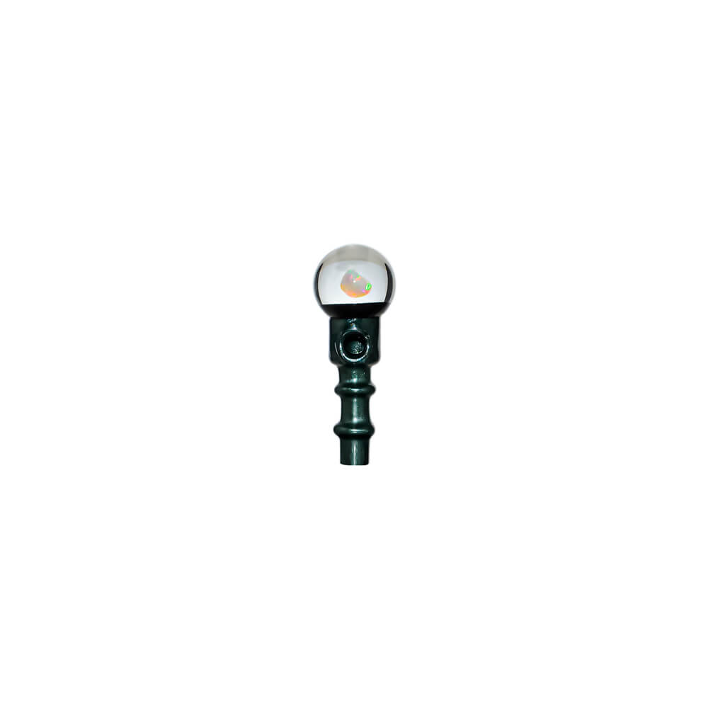 Calibear Premium Opal Ball Joystick Carb Cap (Midnight Emerald) with clear glass ball, encased opal and side airflow opening for Puffco Peak OG & Pro 3DXL Atomizer