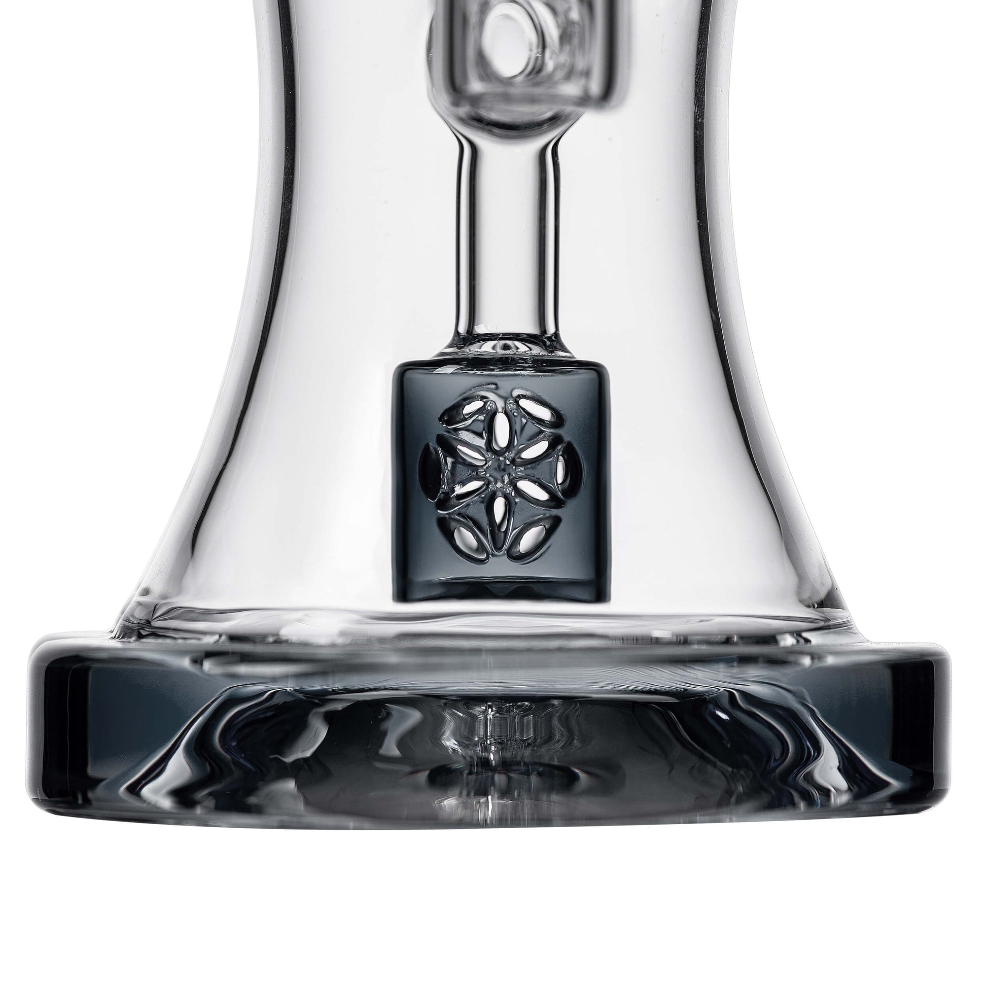 Calibear Transparent Black SOL Dab Rig with dual Seed of Life percs, 6.1 inch compact borosilicate glass body, and matching color accents