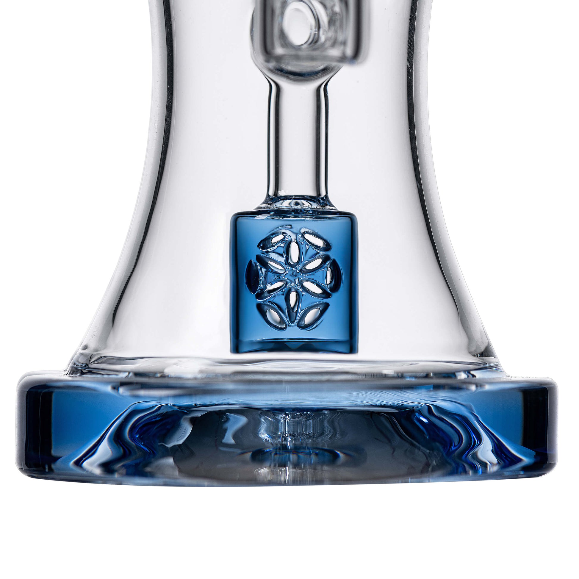 Calibear Blue-D SOL Dab Rig with dual Seed of Life percs, 6.1 inch compact borosilicate glass body, and matching color accents