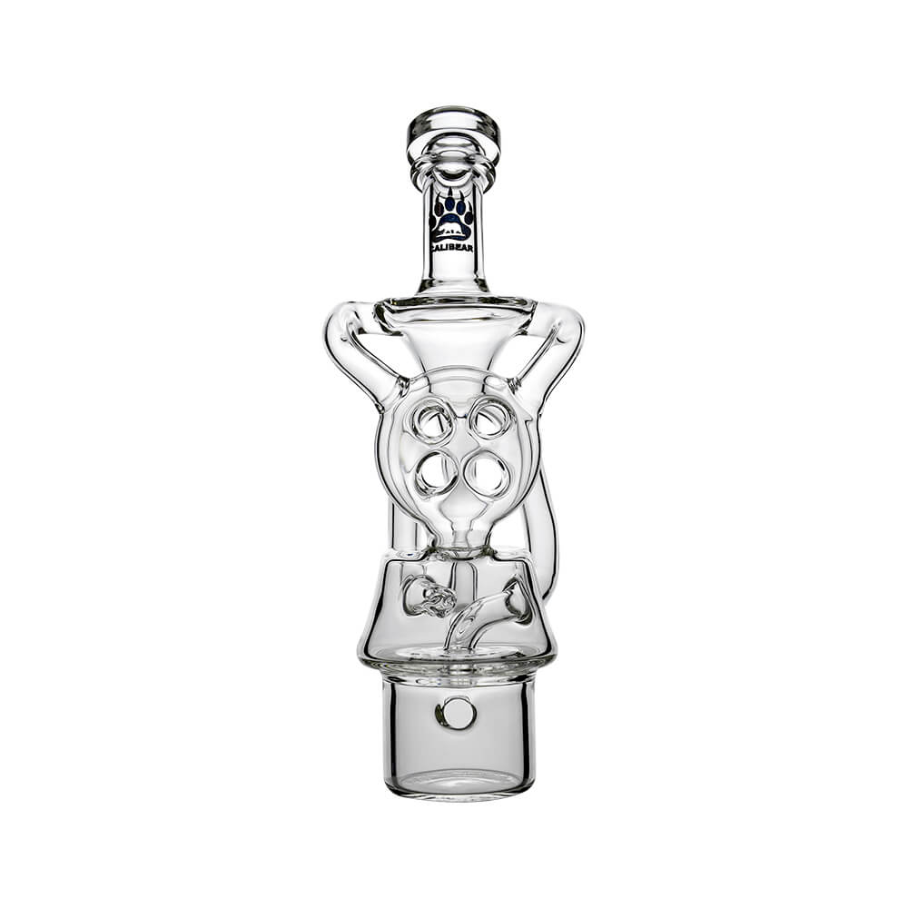 CALIBEAR Swiss Donut Recycler Glass Attachment for Dr. Dabber Switch 2, hand-blown borosilicate glass, multi-hole Swiss Donut diffusion design for smooth, flavorful hits.
