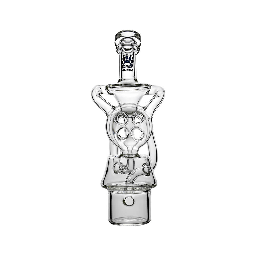 CALIBEAR Swiss Donut Recycler Glass Attachment for Dr. Dabber Switch 2, hand-blown borosilicate glass, multi-hole Swiss Donut diffusion design for smooth, flavorful hits.
