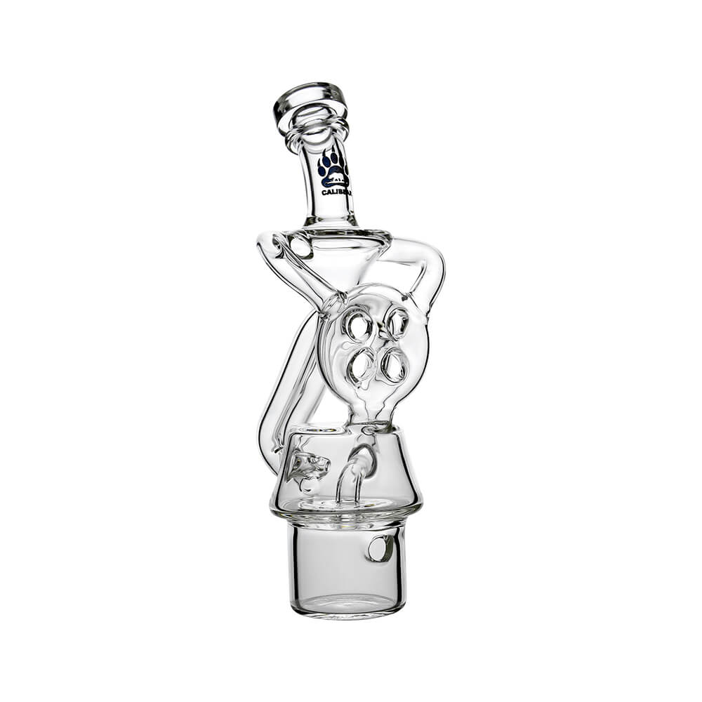 CALIBEAR Swiss Donut Recycler Glass Attachment for Dr. Dabber Switch 2, hand-blown borosilicate glass, multi-hole Swiss Donut diffusion design for smooth, flavorful hits.
