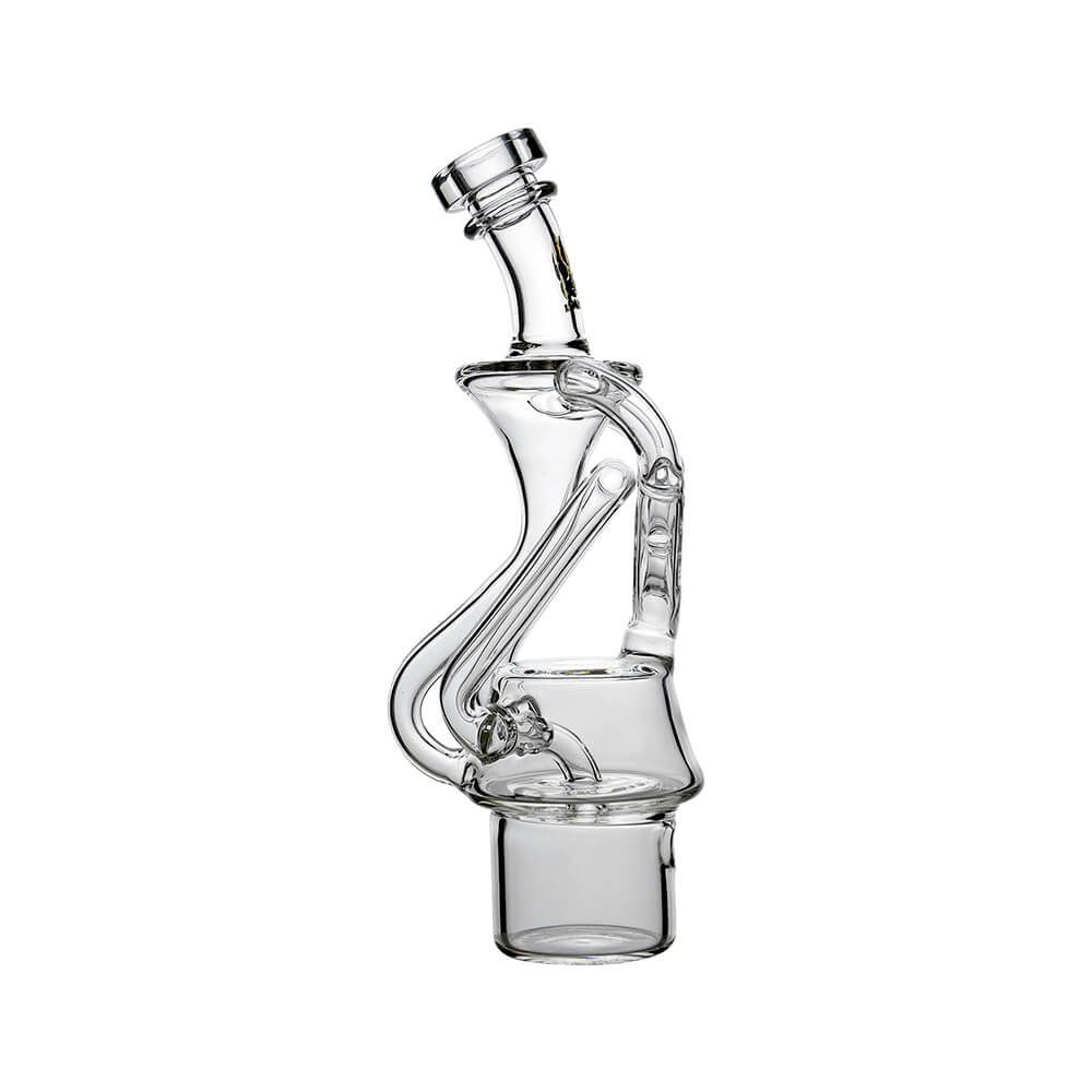 CALIBEAR Swiss Donut Recycler Glass Attachment for Dr. Dabber Switch 2, hand-blown borosilicate glass, multi-hole Swiss Donut diffusion design for smooth, flavorful hits.
