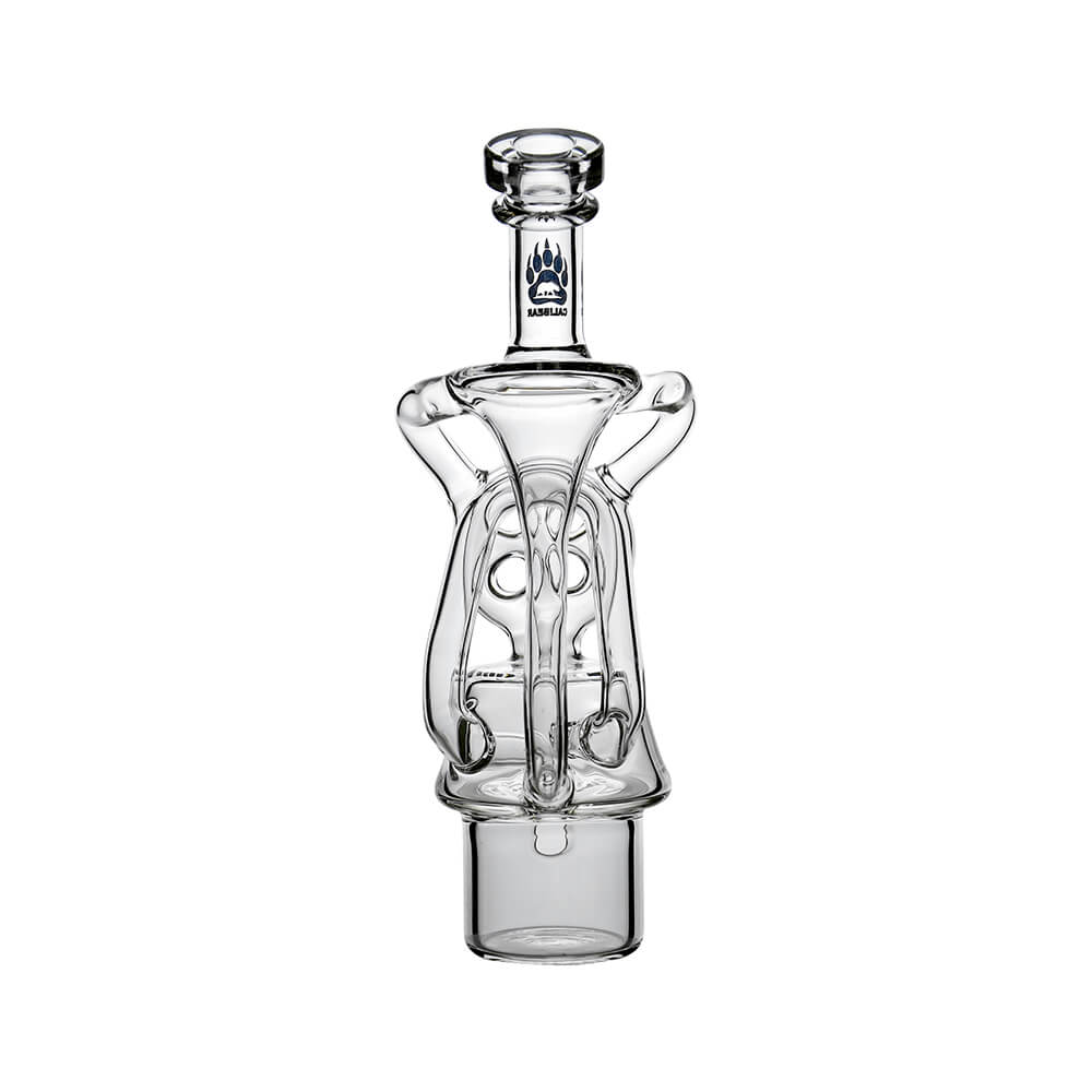 CALIBEAR Swiss Donut Recycler Glass Attachment for Dr. Dabber Switch 2, hand-blown borosilicate glass, multi-hole Swiss Donut diffusion design for smooth, flavorful hits.
