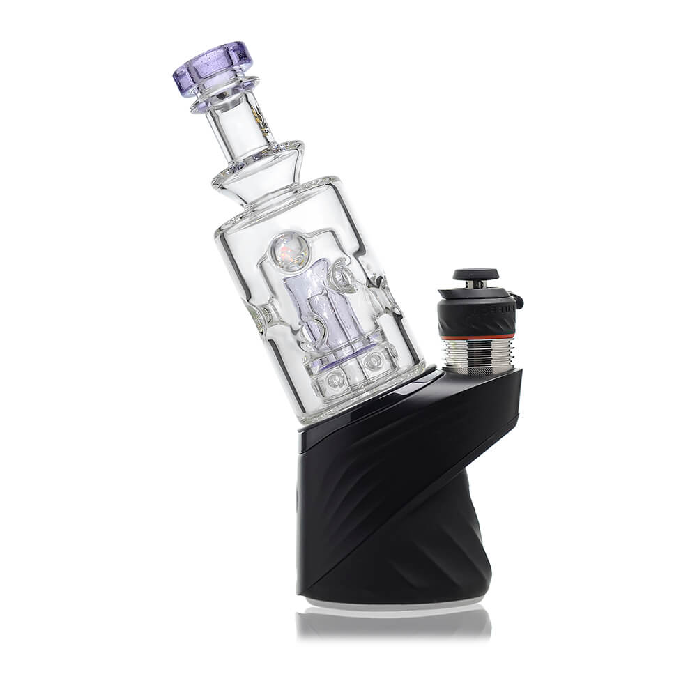 Straight Swiss glass attachment with opal detail for Puffco Peak OG and Pro Calibear multi variant display