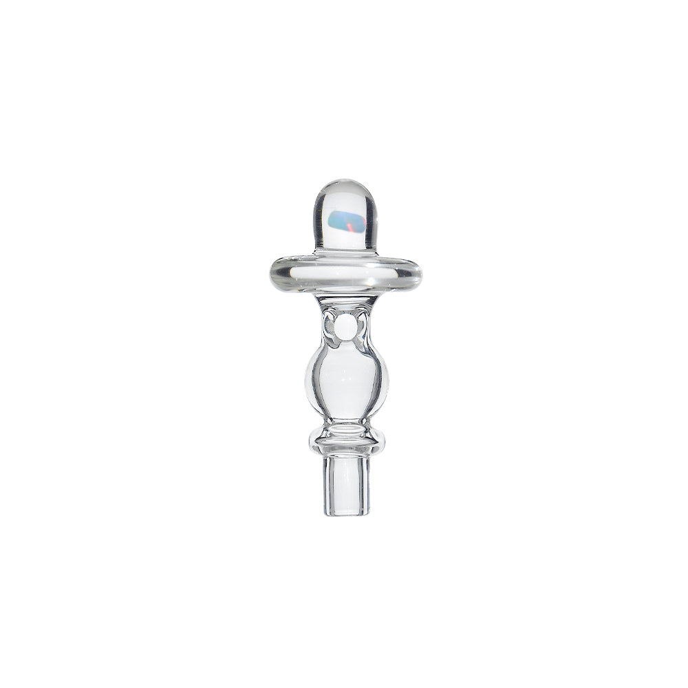 UFO Opal Joystick Carb Cap (Clear) for Dr. Dabber Switch 2 | Calibear, glass joystick carb cap with UFO-style top, opal accent and directional airflow design  