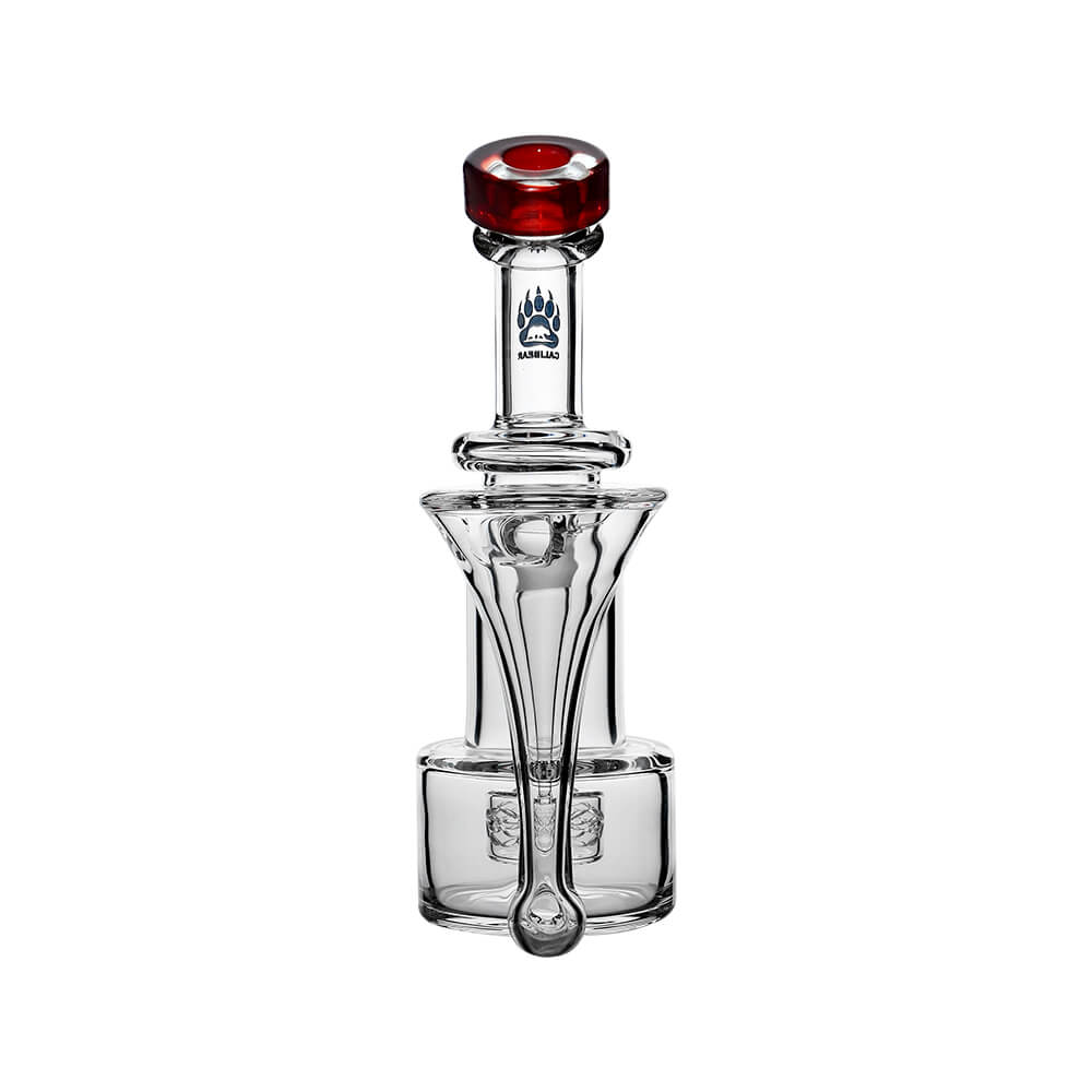 Wave Perc Sidecar Glass Bubbler by Calibear featuring Self striking Red glass mouthpiece and compact clear glass body