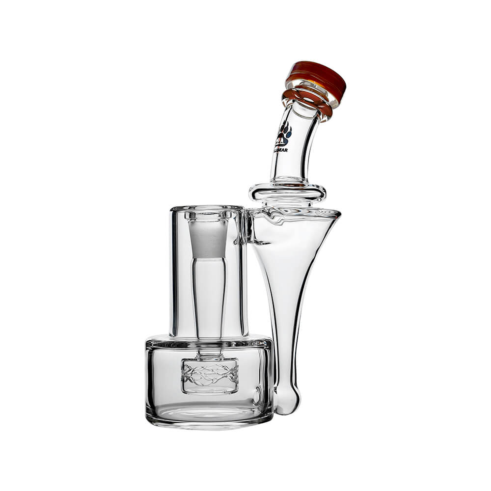 Wave Perc Sidecar Glass Bubbler by Calibear featuring Amber Rose glass mouthpiece and compact clear glass body