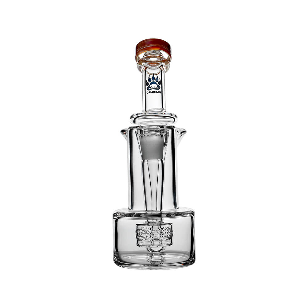 Wave Perc Sidecar Glass Bubbler by Calibear featuring Amber Rose glass mouthpiece and compact clear glass body