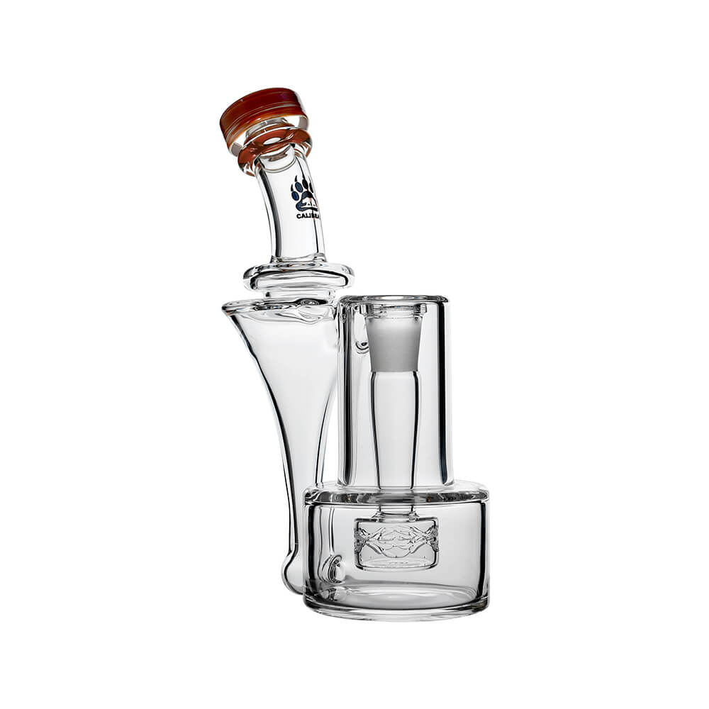 Wave Perc Sidecar Glass Bubbler by Calibear featuring Amber Rose glass mouthpiece and compact clear glass body
