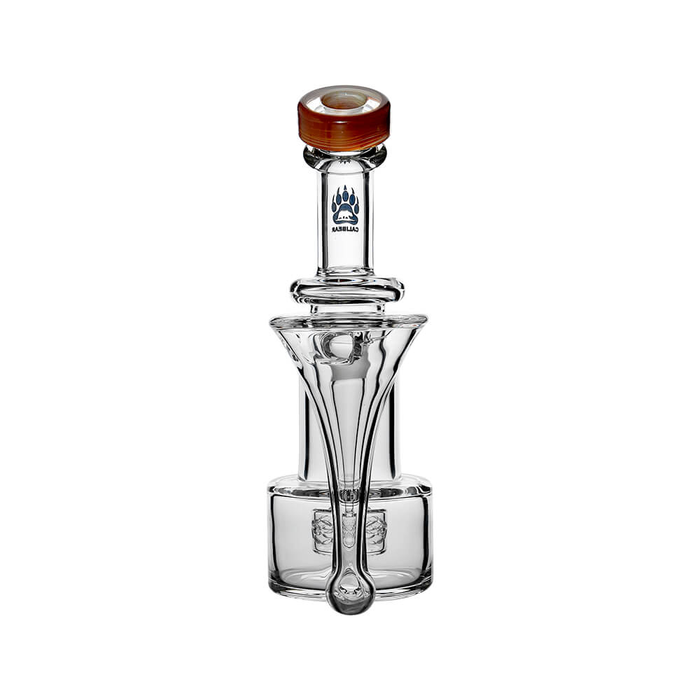 Wave Perc Sidecar Glass Bubbler by Calibear featuring Amber Rose glass mouthpiece and compact clear glass body