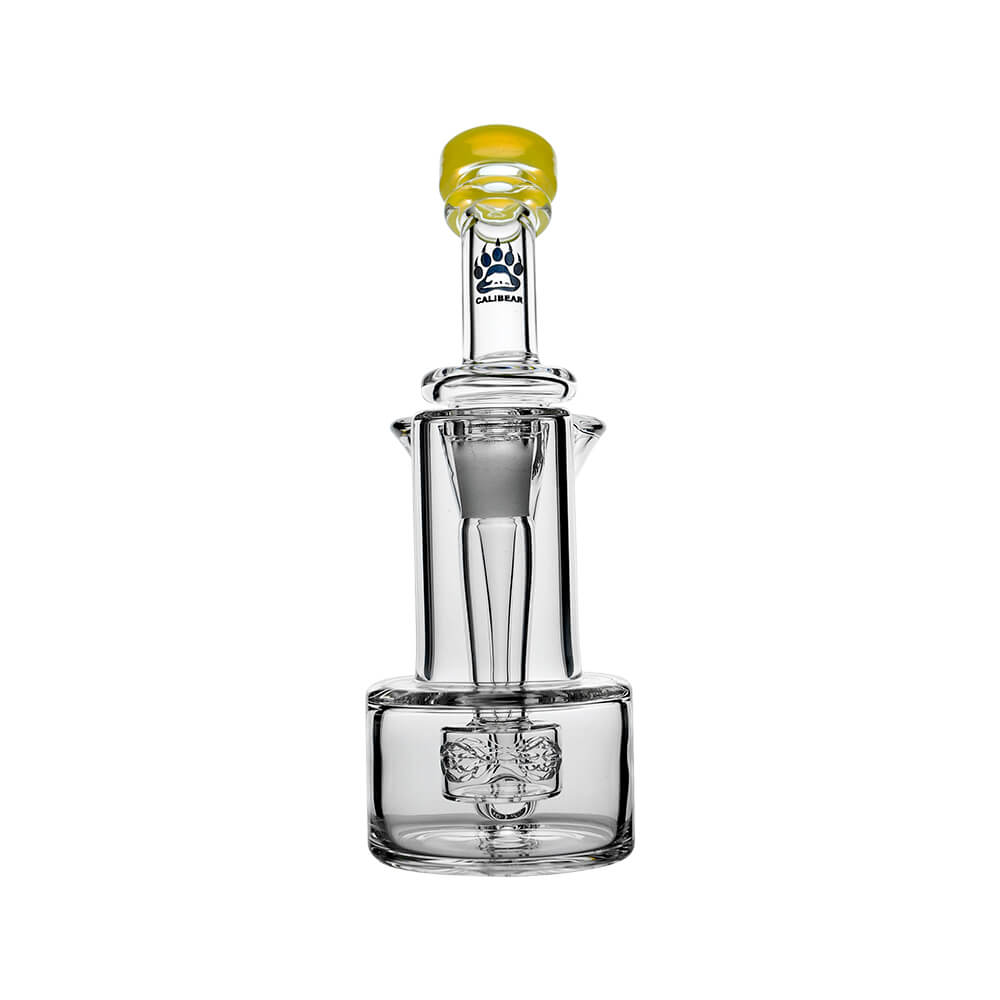 Wave Perc Sidecar Glass Bubbler by Calibear featuring Lemon Candy glass mouthpiece and compact clear glass body