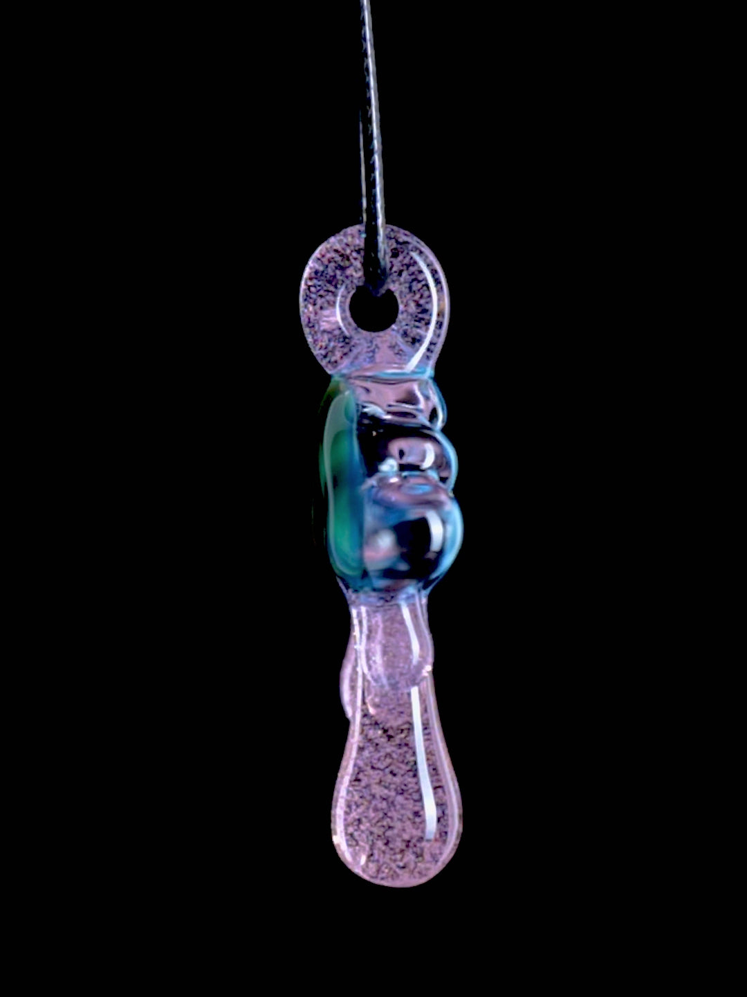 Handcrafted cloud-inspired glass pendant necklaces with dripping glass droplets and an embedded opal gemstone at the top loop, showcasing different translucent color options.