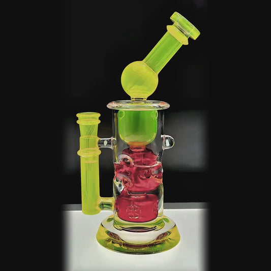 Calibear KICKBACK STRAIGHT FAB TORUS ENCASED TWO OPALS WITH SEED OF LIFE PERC Glass rig function video