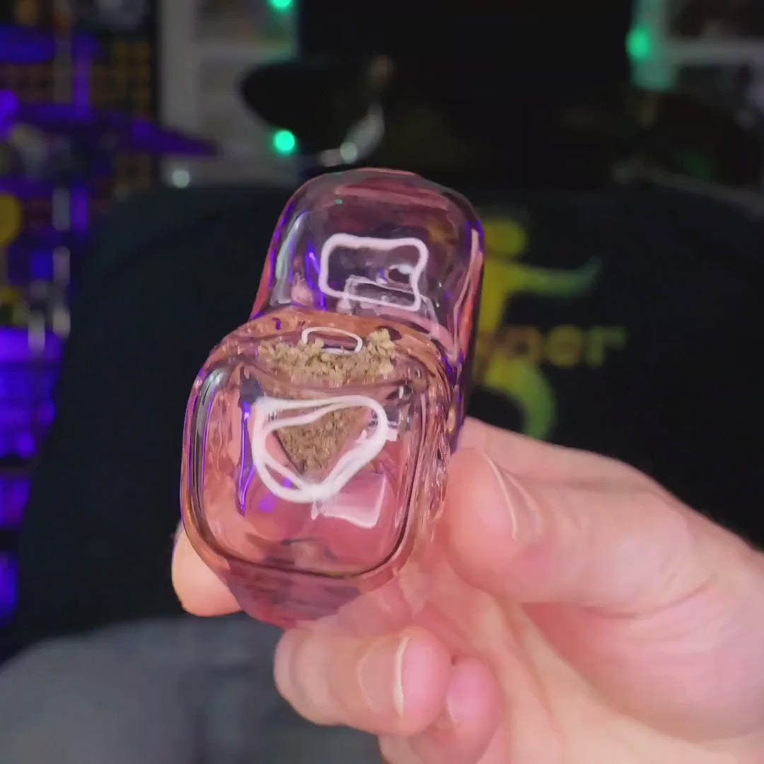 ABSTRACT HANDMADE GLASS heart shaped HAND PIPE- Premium borosilicate glass hand pipe from Calibear Glass. Ideal for dabbing, providing smooth hits and durability. Shop high-quality dab rigs, water pipes, bongs, erig glasses and glass smoking accessories at Calibear Glass. Elevate your smoking experience with a durable and stylish glass dab rig. Free shipping on all orders.