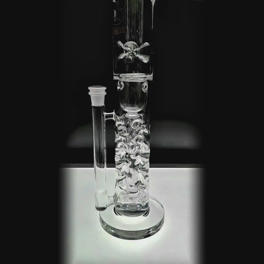 function video of Calibear Premium Flower Straight Fab Torus Tube Incycler (Clear) with Triseed Perc and internal recycling pathways