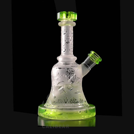 SANDBLASTED BELL RIG- Premium borosilicate glass dab rig from Calibear Glass. Ideal for dabbing, providing smooth hits and durability. Shop high-quality dab rigs, water pipes, bongs, erig glasses and glass smoking accessories at Calibear Glass. Elevate your smoking experience with a durable and stylish glass dab rig. Free shipping on all orders