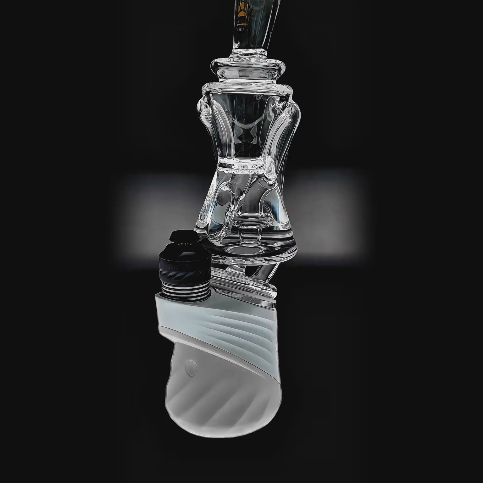 CaliBear Gilly recycler glass attachment for Puffco Peak Pro and Peak OG with compact water recycling system function video