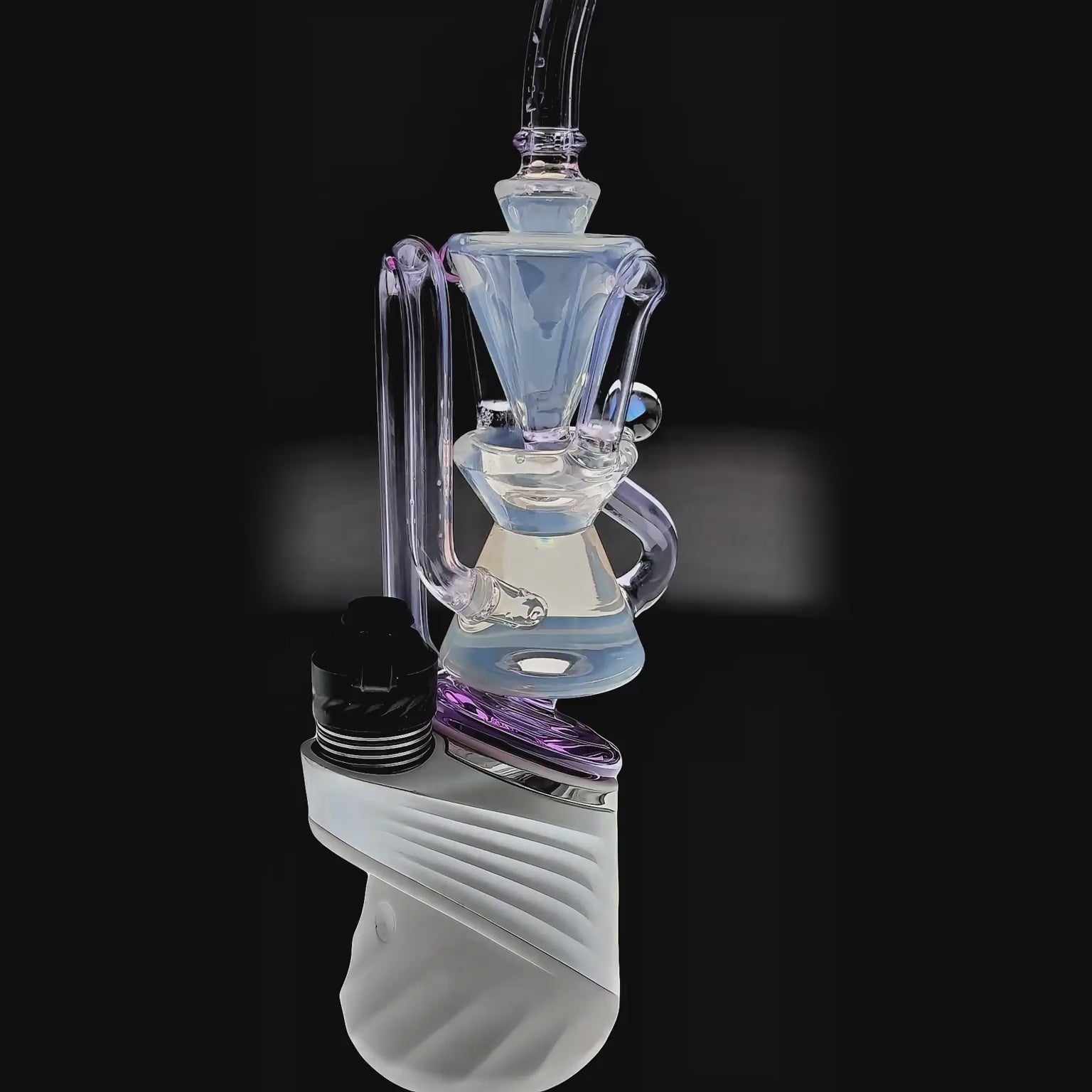 Calibear Opal White Klein Recycler with Tornado Airflow for Puffco Peak & Pro premium borosilicate glass top