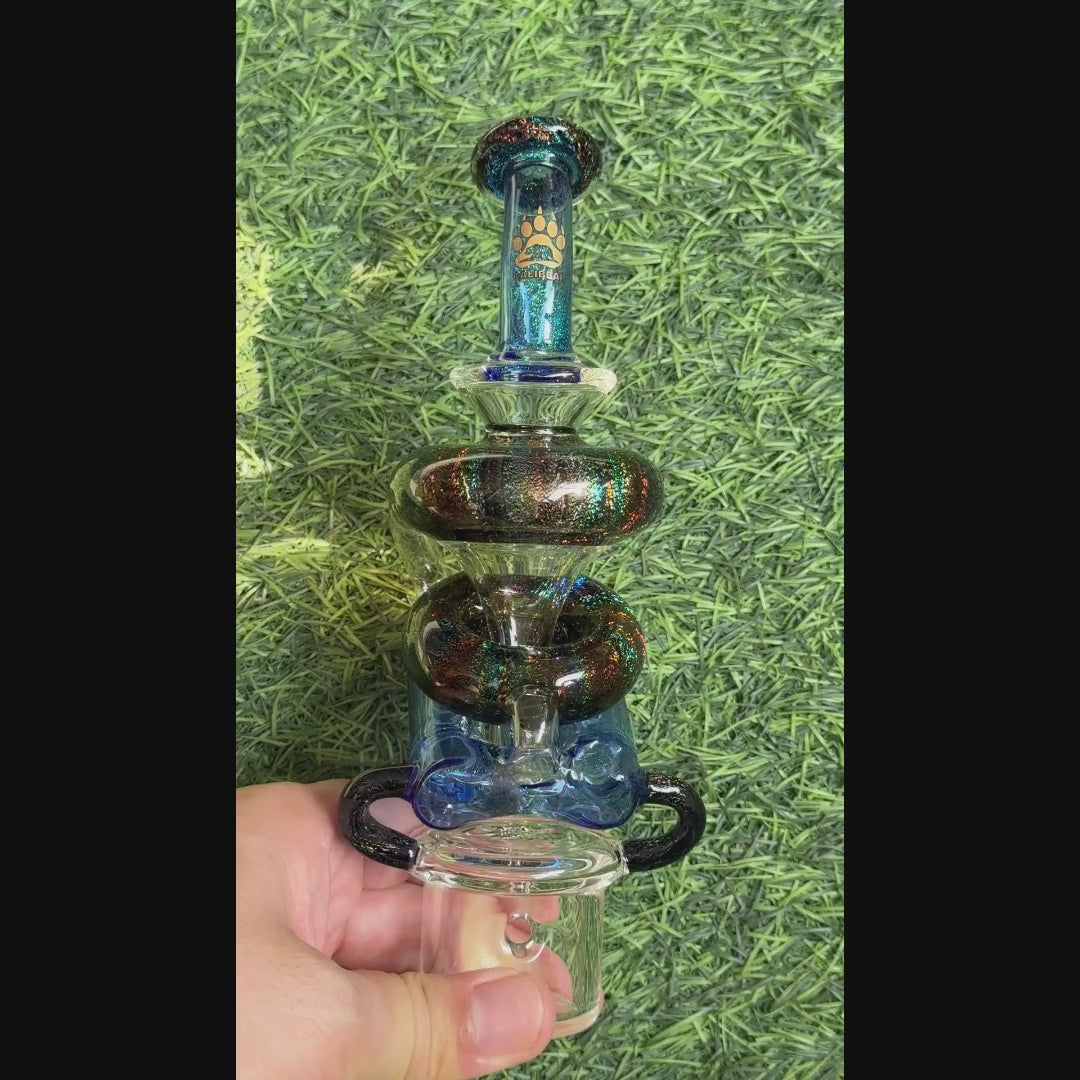 Demonstration video of Dual-Jet Dichro Recycler Glass Top | Custom Mocha Stardust & Blue Dichro for Dr. Dabber Switch 2